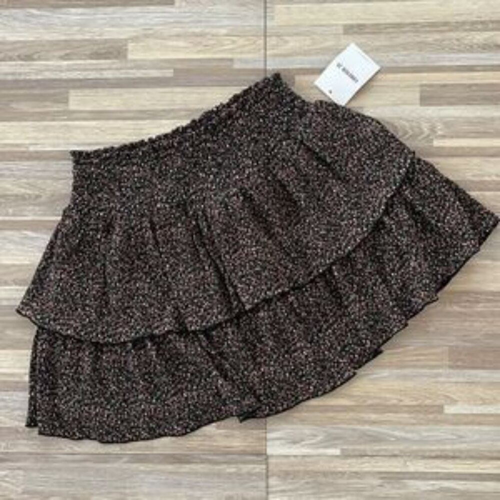 New Women's Forever 21 Brown Black Floral Tiered Mini Skirt Size Medium